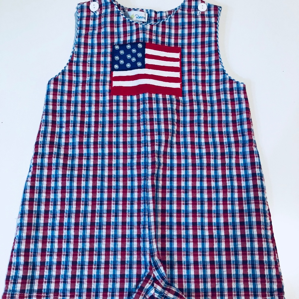 EUC 12 Month Fourth of July Shortall One Piece